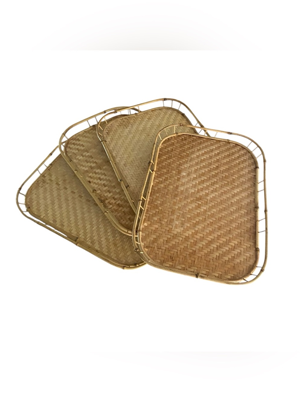 Vintage Bamboo Serving Trays - Set of 4